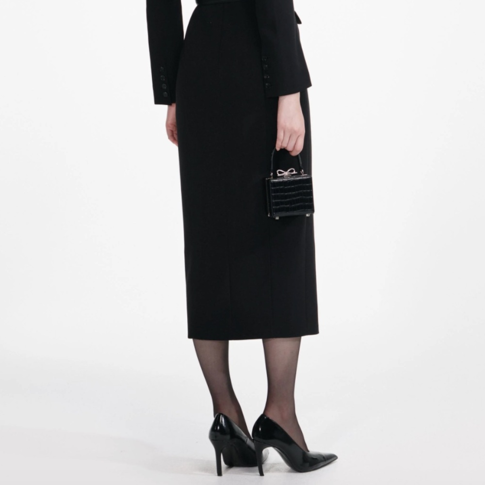 self-portrait Black Tailored Crepe Midi Dress - US4 - MSRP $715 - NWT - Picture 7 of 8